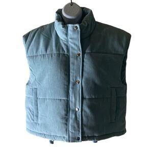 Say What Corduroy Puffer Vest Womens XL Full Zip Snap Mock Neck Sleeveless NWT